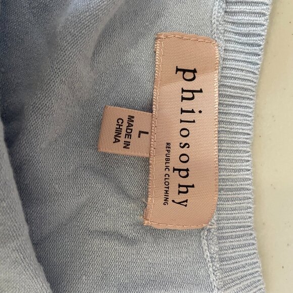 Philosophy Cardigan Button Front Closure Lightweight Breathable Fabric Blue W L - Picture 3 of 8